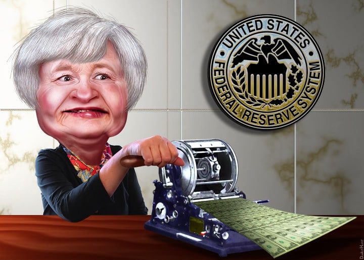 caricature Janet Yellen FED crise - krach